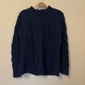 Blarney Wollen Mills Sweater Women Superfine Merino Wool Fisherman Cable Knit L
